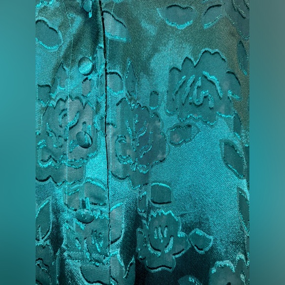 Vintage VICTORIA SECRET Gold Label Emerald Green Sheer Floral Night Shirt LARGE - Picture 4 of 4